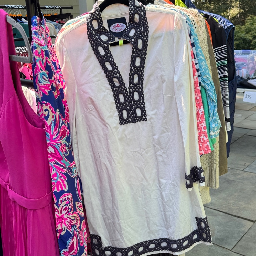 Chic White Tunic with Black Accents